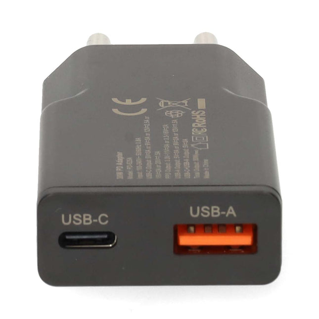 Universelles USB-C Tablet-Schnellladegerät, 3 A (30 Watt), Schwarz