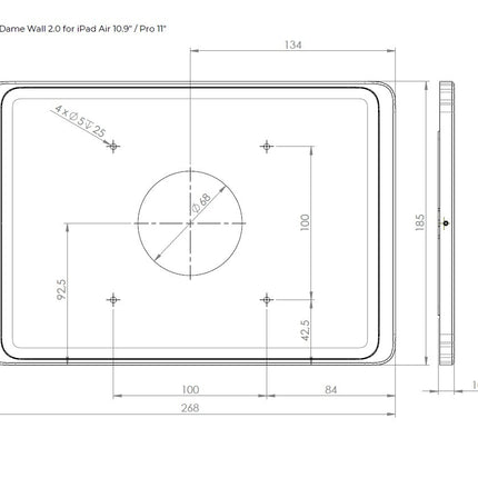 Displine Displine Dame Wall 2.0 Wandhouder voor iPad 10th-11th gen. Zwart