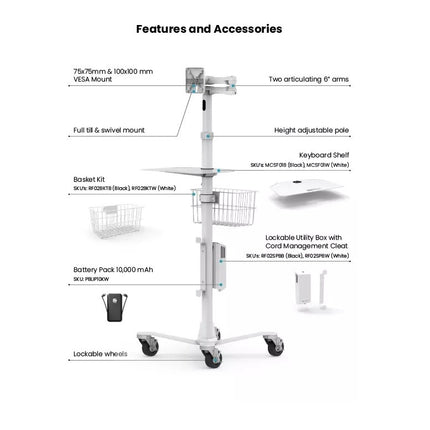 Maclocks Maclocks Rise Extended Verrijdbare Tabletstandaard - VESA 75x75 & 100x100