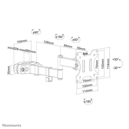 Neomounts by Newstar full motion paalsteun knikarm voor VESA 75 & 100