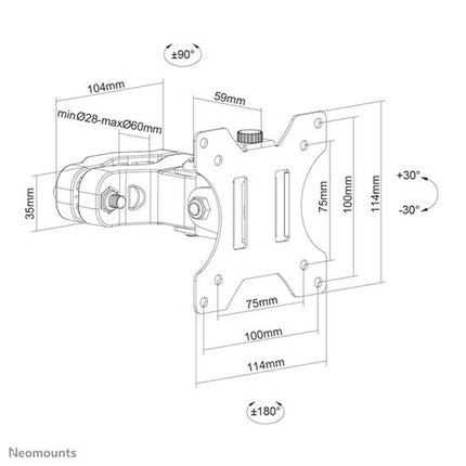 Neomounts by Newstar full motion paalsteun voor VESA 75 & 100