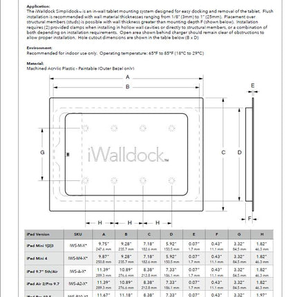 SimpliDock iPad 9.7 inbouw wandhouder Zwart