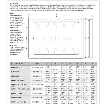 SimpliDock Simplidock Inbouw Wandhouder voor iPad Pro 13" (M4/M5) Wit