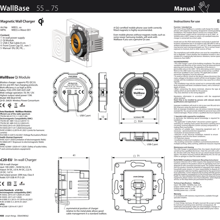 Smart Things Magnetische Qi-oplader met dop Wave 55mm, zwart mat