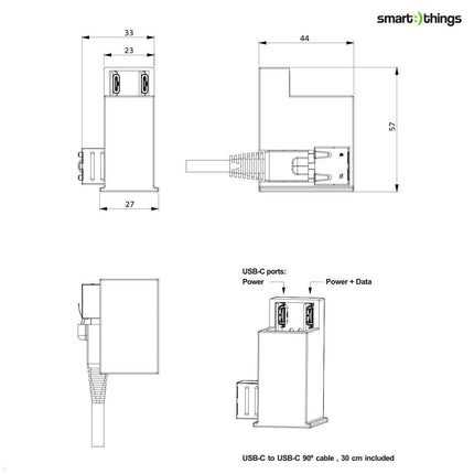 Smart Things sCharge PoE+ FIT oplader met USB-C power & data connectie S28C