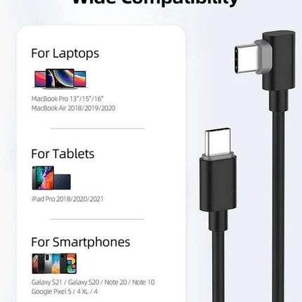 Tabletsolution Haakse USB-C naar USB-C kabel oplaadkabel  3mtr -