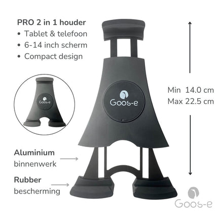Tabletsolution.nl GOOS-E Tablet houder & Telefoonhouder PRO - buis pijpklem XL - hals 35/55 of 75 cm