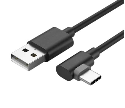 Tabletsolution.nl Kabel USB-A naar USB-C haakse stekker, 3 meter- Zwart